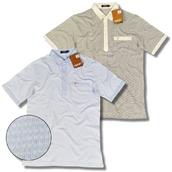 View Item Farah Vintage Micro Dot Weave Plain Collar Cotton Polo Shirt